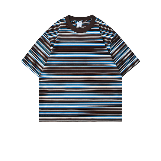 Classic Stripe T-Shirt 200GSM | Relaxed Drop-Shoulder | Dark Grey Essential Tee ChromaBrite Clothing - 展示2