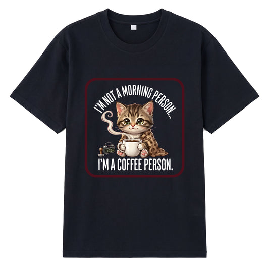 Front view of black t恤 featuring Coffee Person Staple Tee