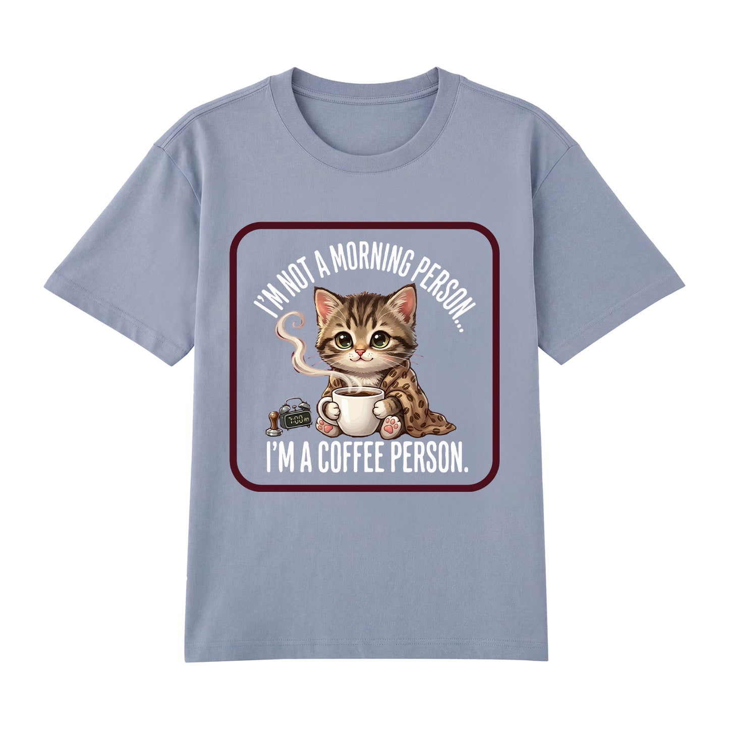 Detail view of blue t恤 featuring Coffee Person Staple Tee