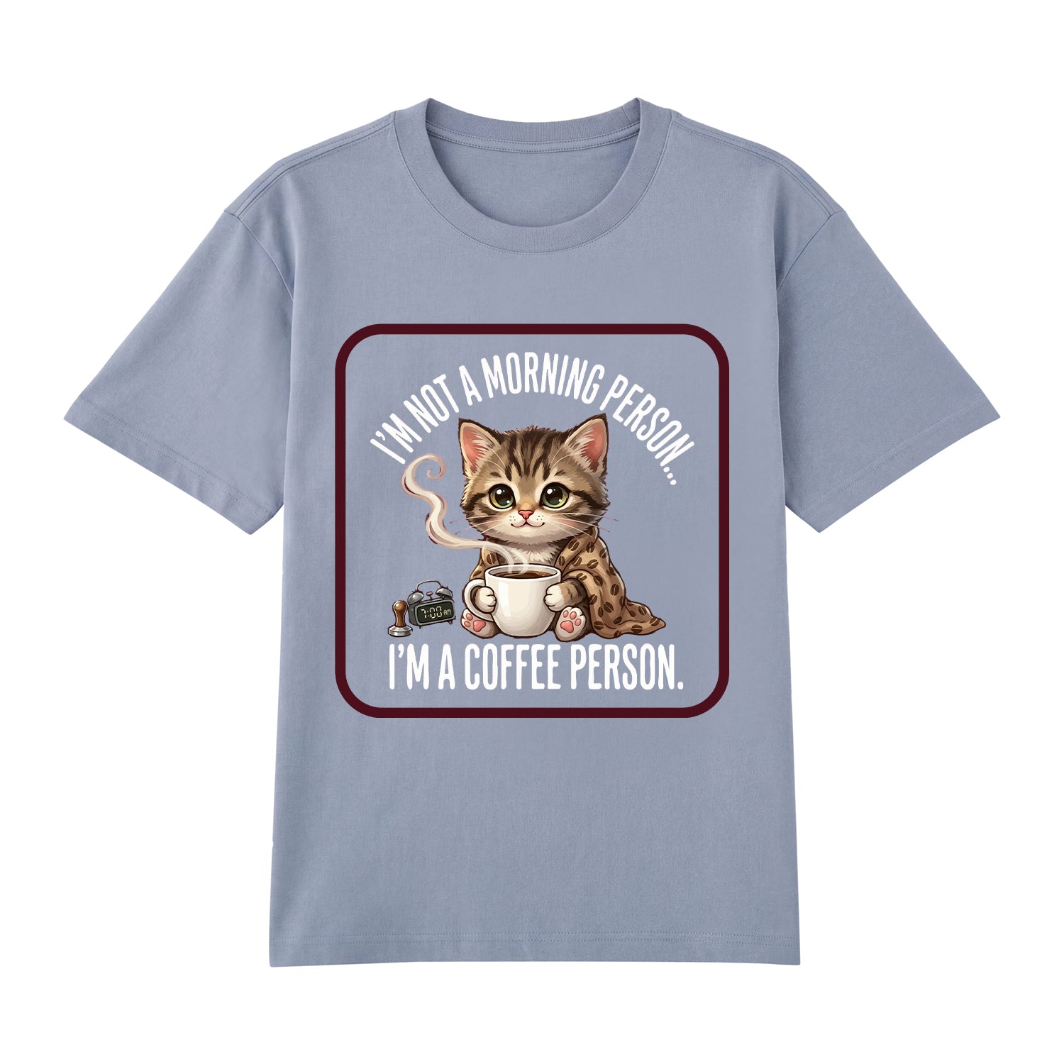 Detail view of blue t恤 featuring Coffee Person Staple Tee