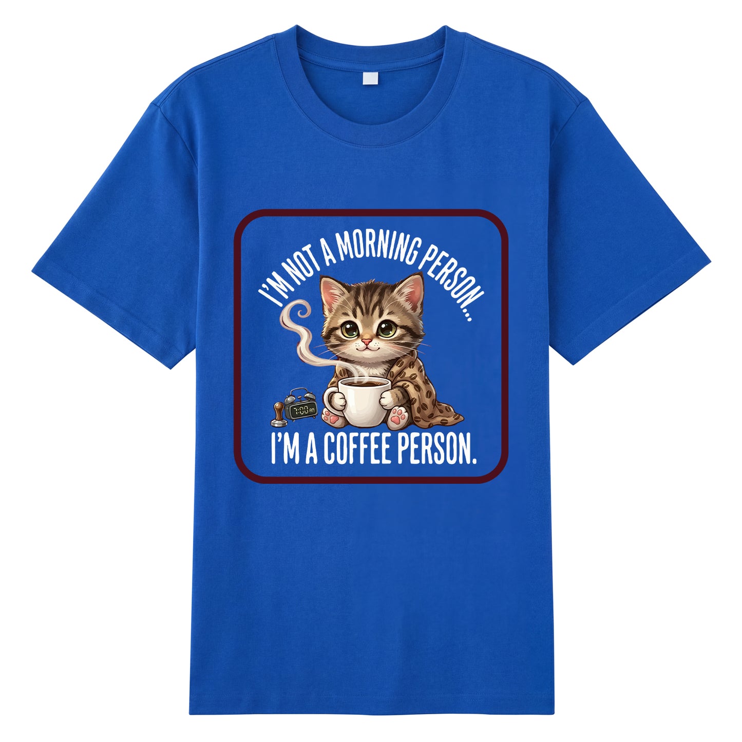 Detail view of blue t恤 featuring Coffee Person Staple Tee - 展示3