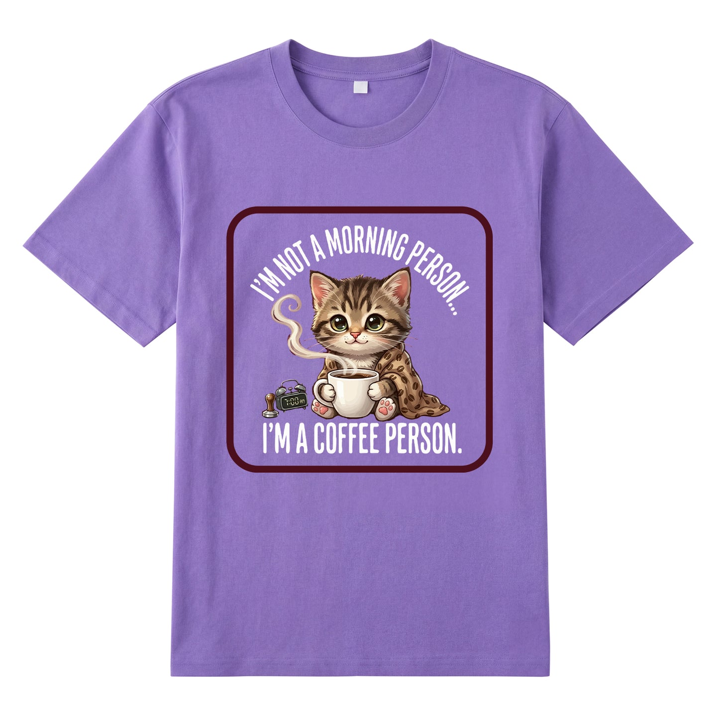 Detail view of purple t恤 featuring Coffee Person Staple Tee