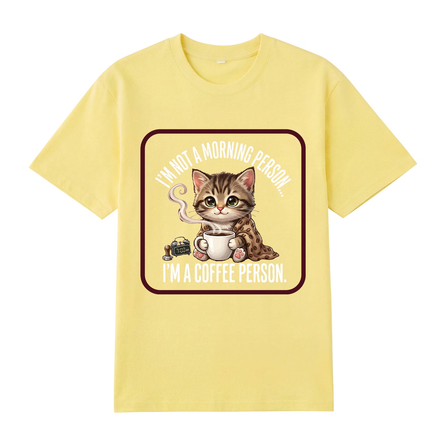Detail view of yellow t恤 featuring Coffee Person Staple Tee