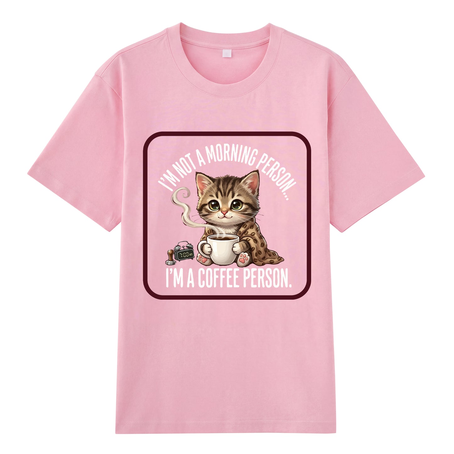 Detail view of pink t恤 featuring Coffee Person Staple Tee