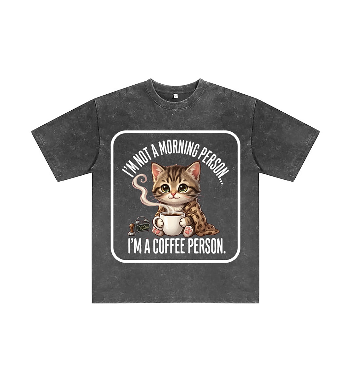 Detail view of black t恤 featuring Coffee Person Vintage Tee
