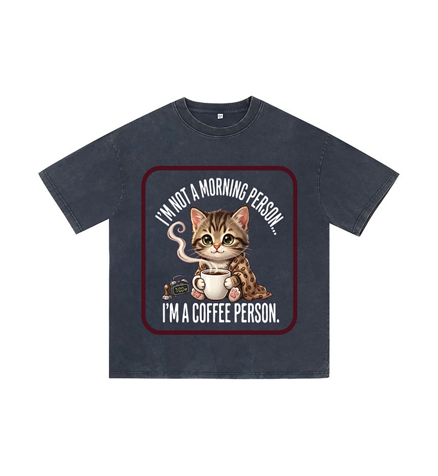Detail view of blue t恤 featuring Coffee Person Vintage Tee