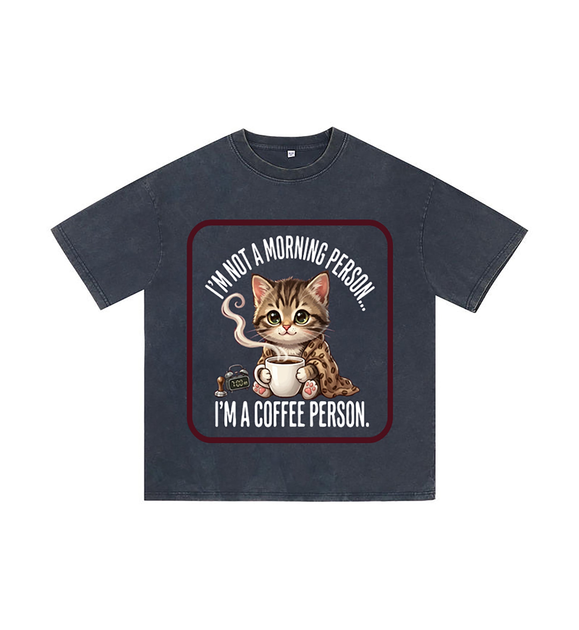 Detail view of blue t恤 featuring Coffee Person Vintage Tee