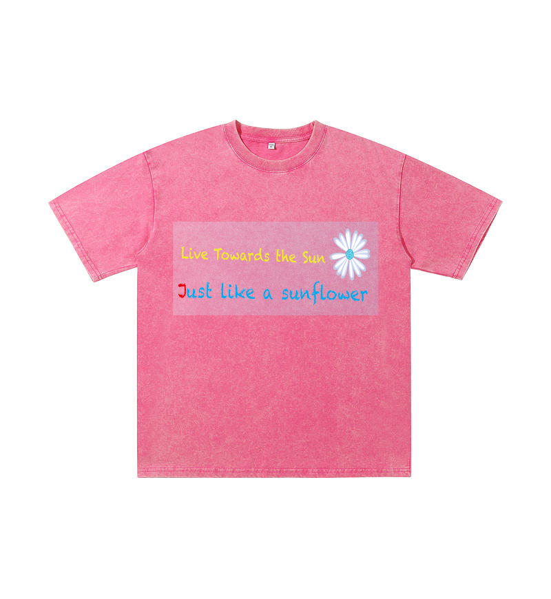 Chromabrite Vintage Acid-Wash Oversized Graphic T-Shirt – "Live Towards the Sun" Streetwear Sunflower Print Washed Cotton Tee ChromaBrite Clothing