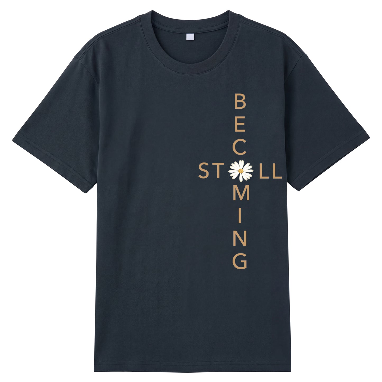 Detail view of gray t恤 featuring Flower stillbecoming Staple Tee