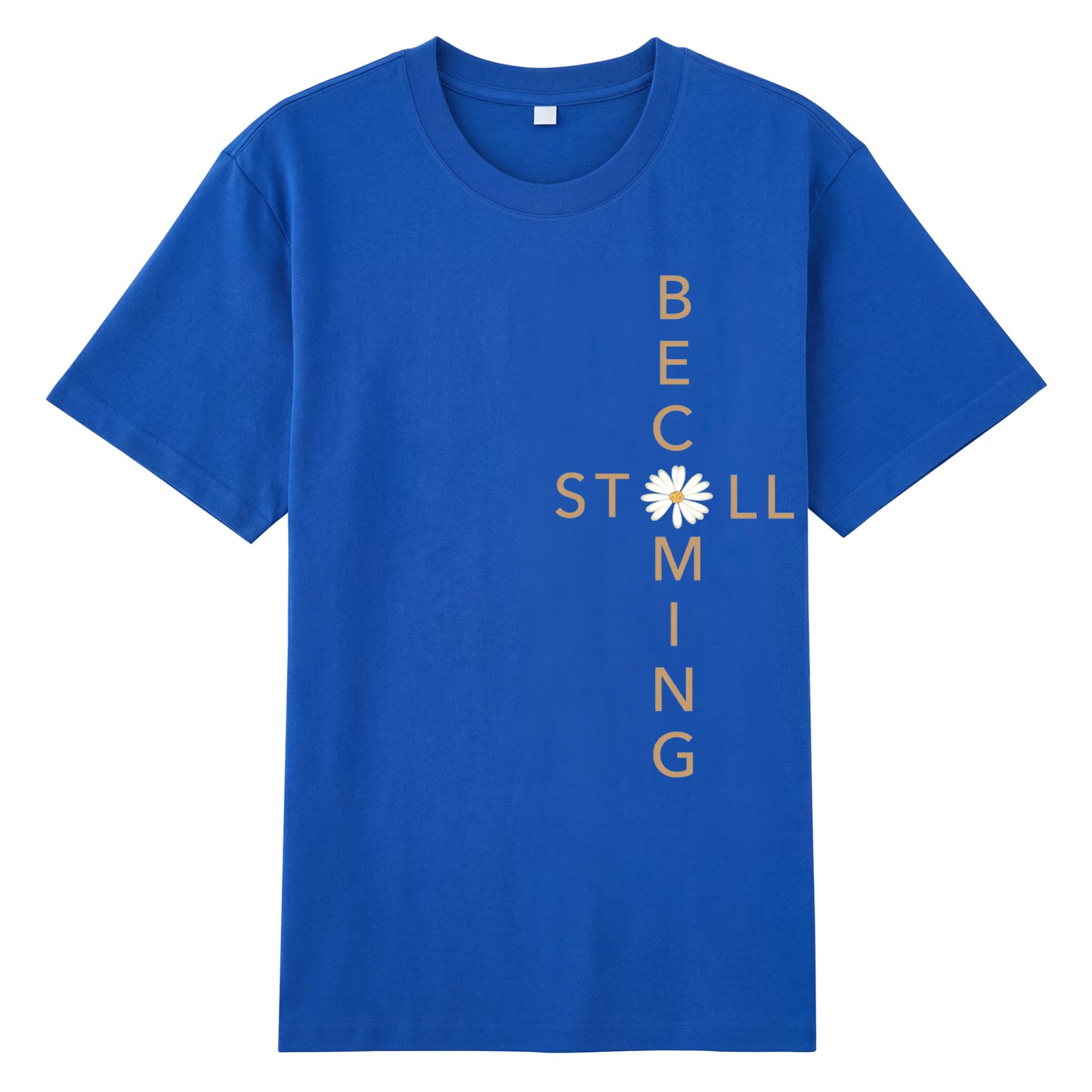 Detail view of blue t恤 featuring Flower stillbecoming Staple Tee