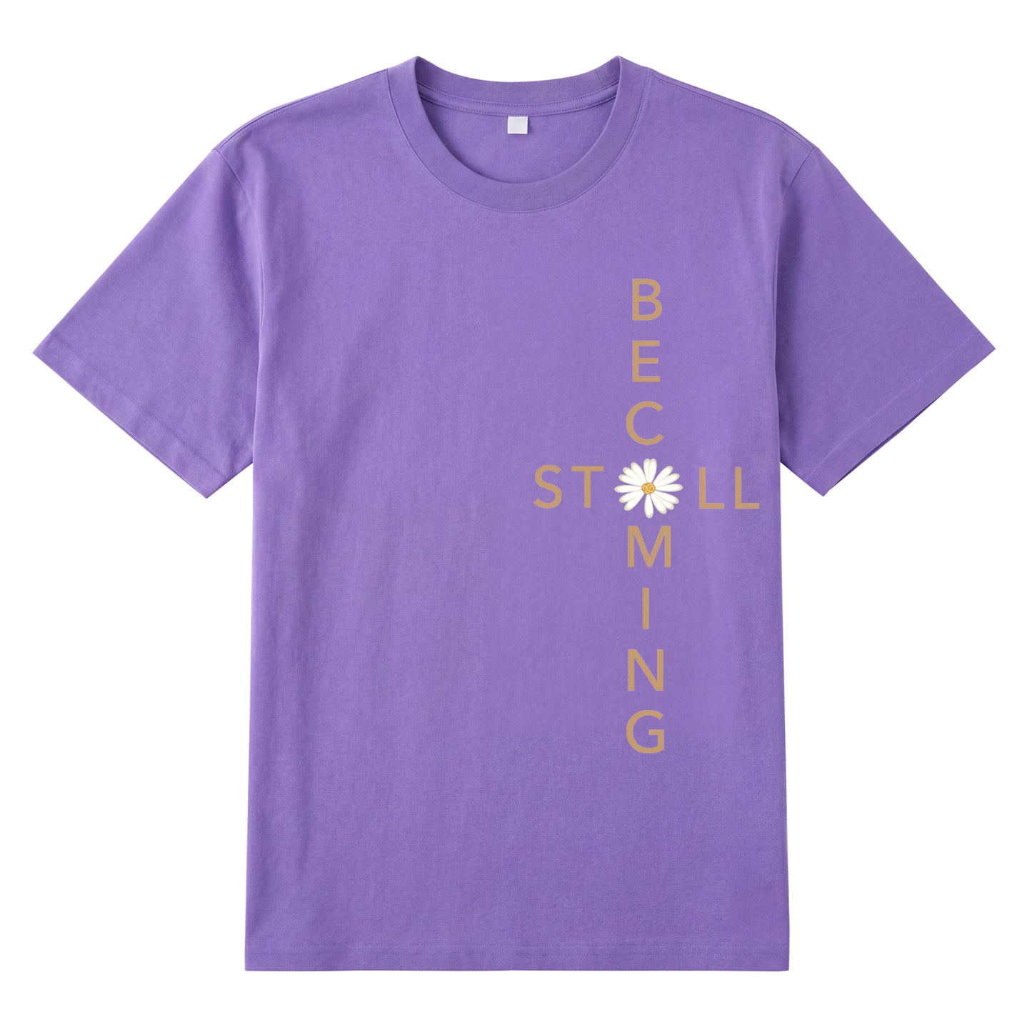 Detail view of purple t恤 featuring Flower stillbecoming Staple Tee