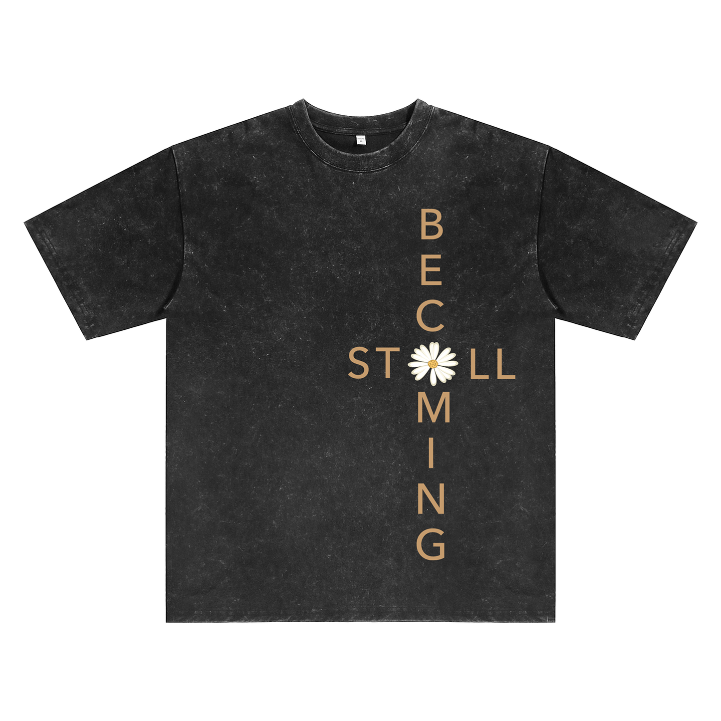 Detail view of black t恤 featuring Flower stillbecoming Vintage Tee