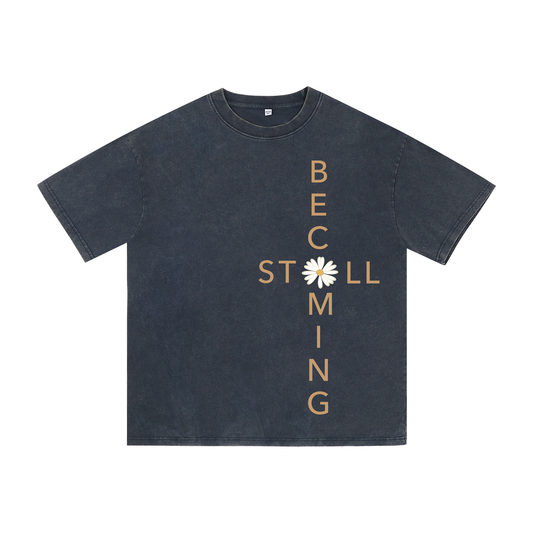 Front view of blue t恤 featuring Flower stillbecoming Vintage Tee