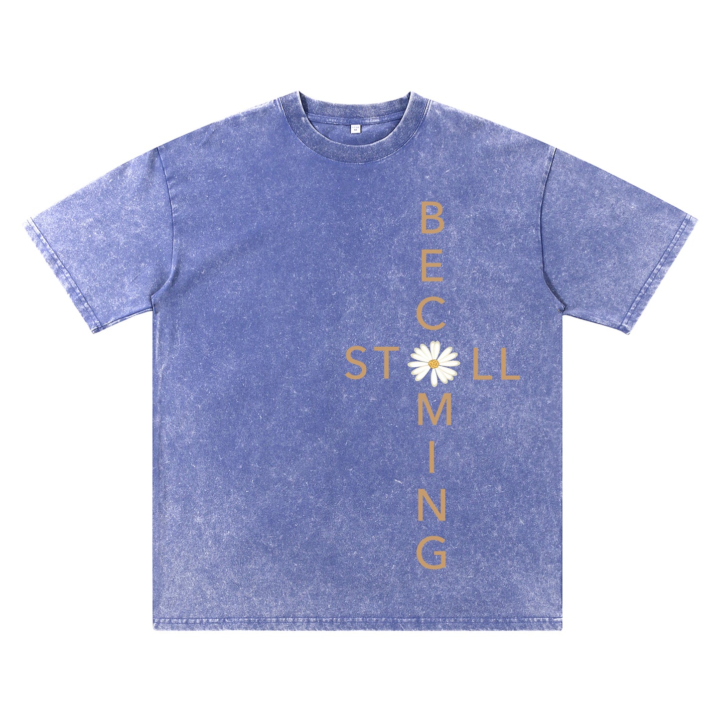 Detail view of blue t恤 featuring Flower stillbecoming Vintage Tee