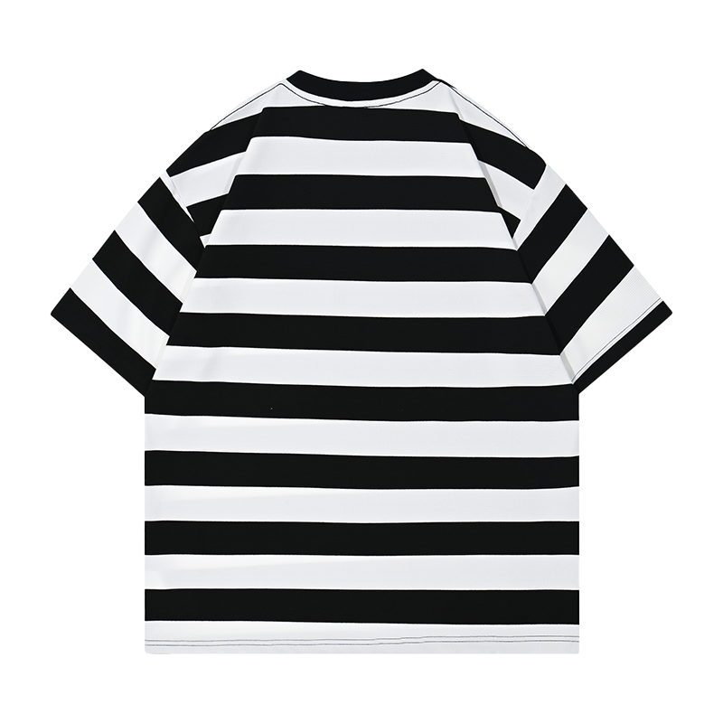 Premium Heavyweight Relaxed-Fit Stripe T-Shirt | 260GSM Slub Cotton | Drop-Shoulder Tee ChromaBrite Clothing - 展示5