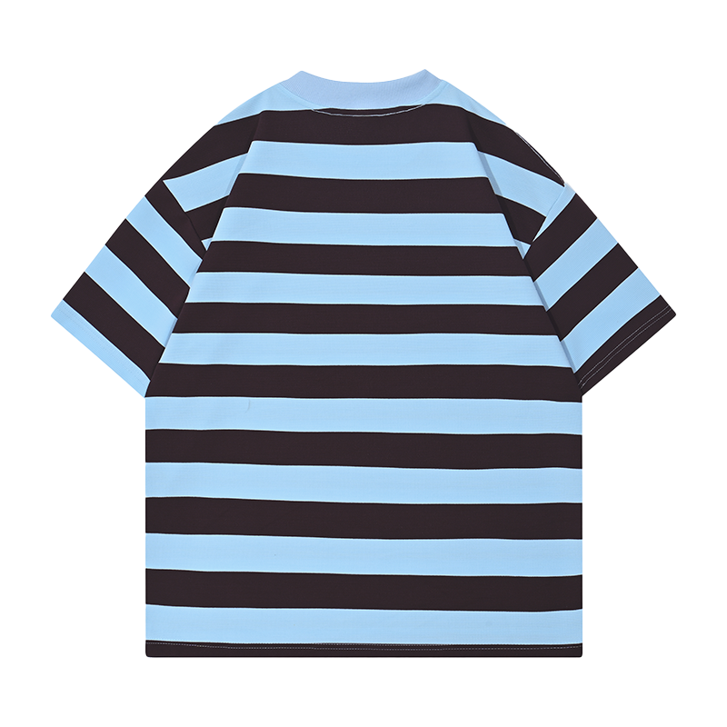 Premium Heavyweight Relaxed-Fit Stripe T-Shirt | 260GSM Slub Cotton | Drop-Shoulder Tee ChromaBrite Clothing - 展示4