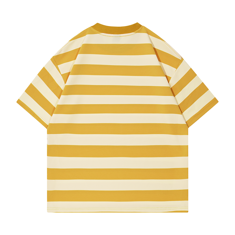 Premium Heavyweight Relaxed-Fit Stripe T-Shirt | 260GSM Slub Cotton | Drop-Shoulder Tee ChromaBrite Clothing - 展示6