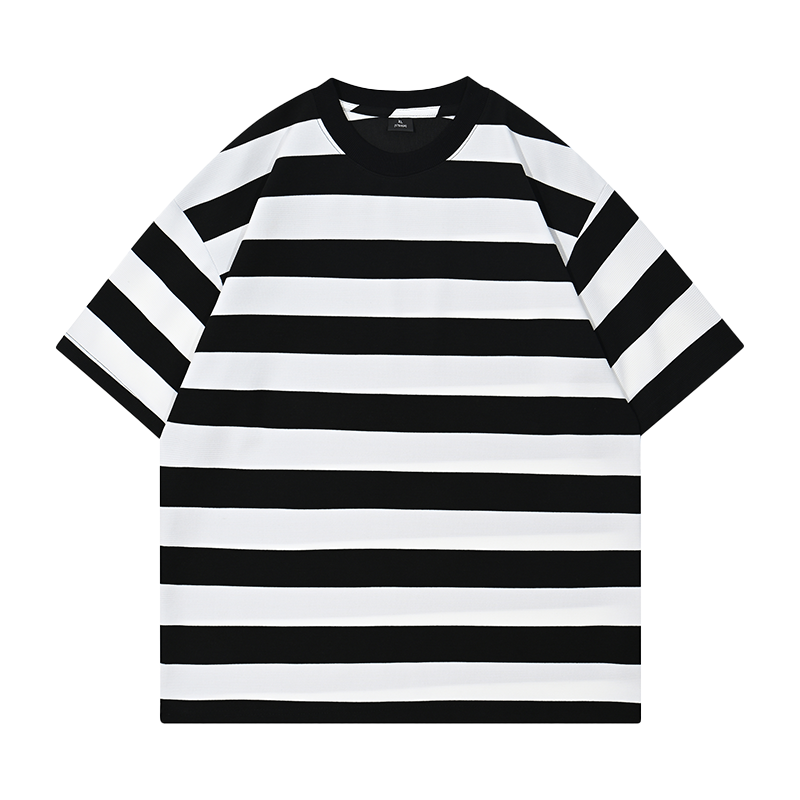 Premium Heavyweight Relaxed-Fit Stripe T-Shirt | 260GSM Slub Cotton | Drop-Shoulder Tee ChromaBrite Clothing