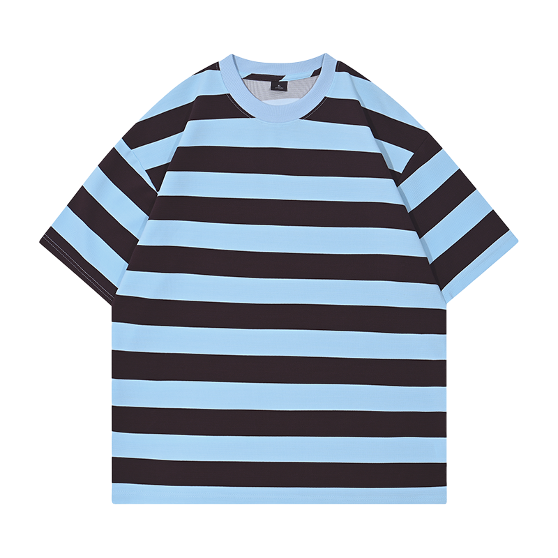 Premium Heavyweight Relaxed-Fit Stripe T-Shirt | 260GSM Slub Cotton | Drop-Shoulder Tee ChromaBrite Clothing - 展示2