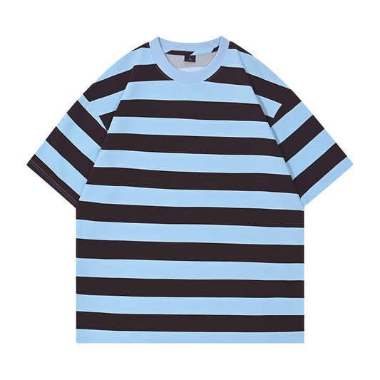Premium Heavyweight Relaxed-Fit Stripe T-Shirt | 260GSM Slub Cotton | Drop-Shoulder Tee ChromaBrite Clothing - 展示2