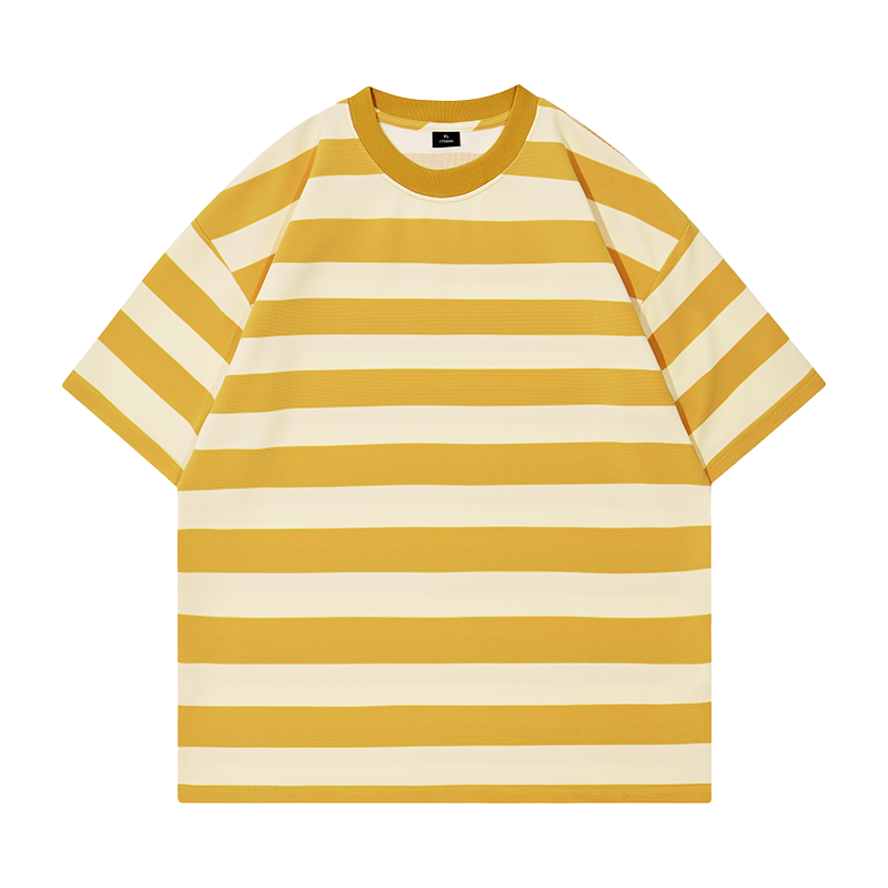 Premium Heavyweight Relaxed-Fit Stripe T-Shirt | 260GSM Slub Cotton | Drop-Shoulder Tee ChromaBrite Clothing - 展示3