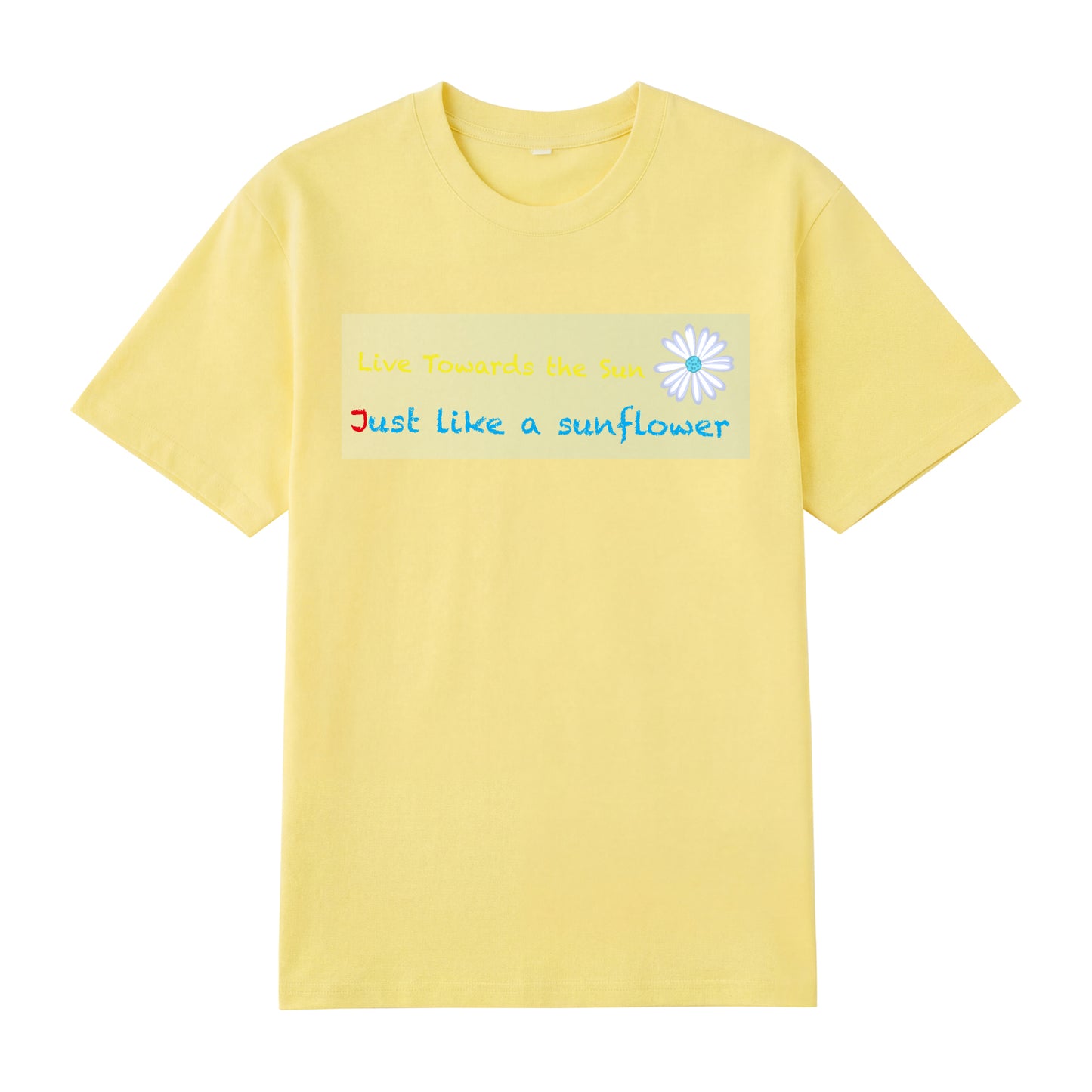 Detail view of yellow t恤 featuring Sunward Bloom Staple Tee