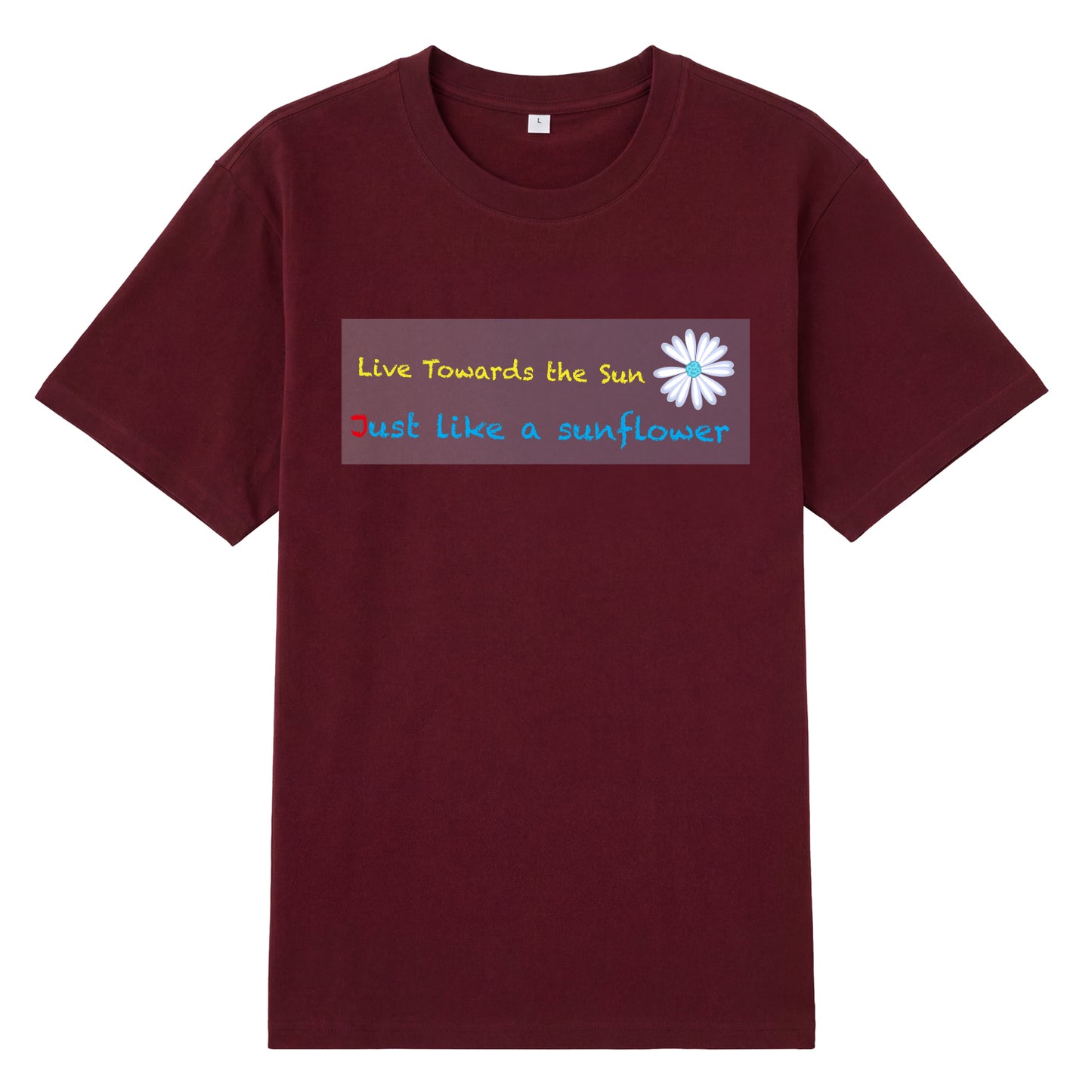 Detail view of red t恤 featuring Sunward Bloom Staple Tee