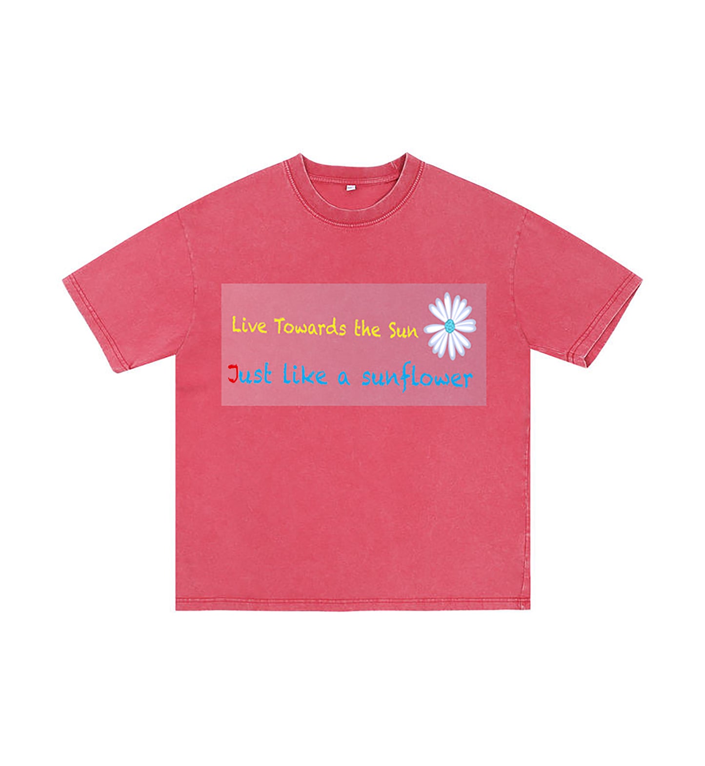 Detail view of red t恤 featuring Sunward Bloom Vintage Tee