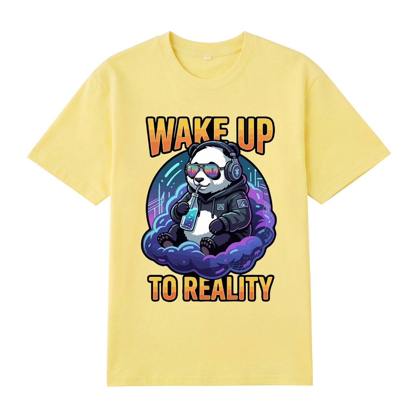 Alternate angle of yellow t恤 featuring Wake up to reality Staple Tee