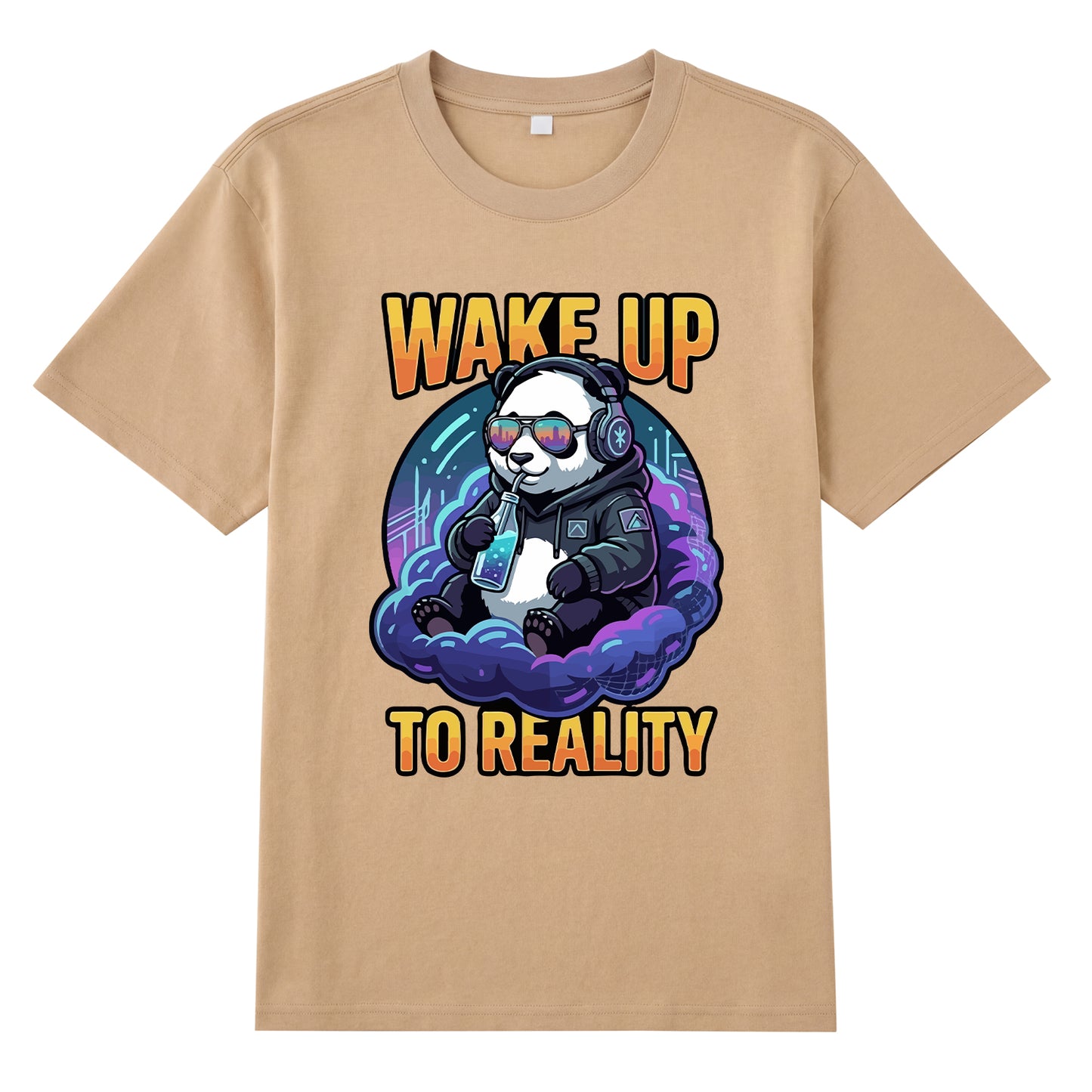 Detail view of yellow t恤 featuring Wake up to reality Staple Tee