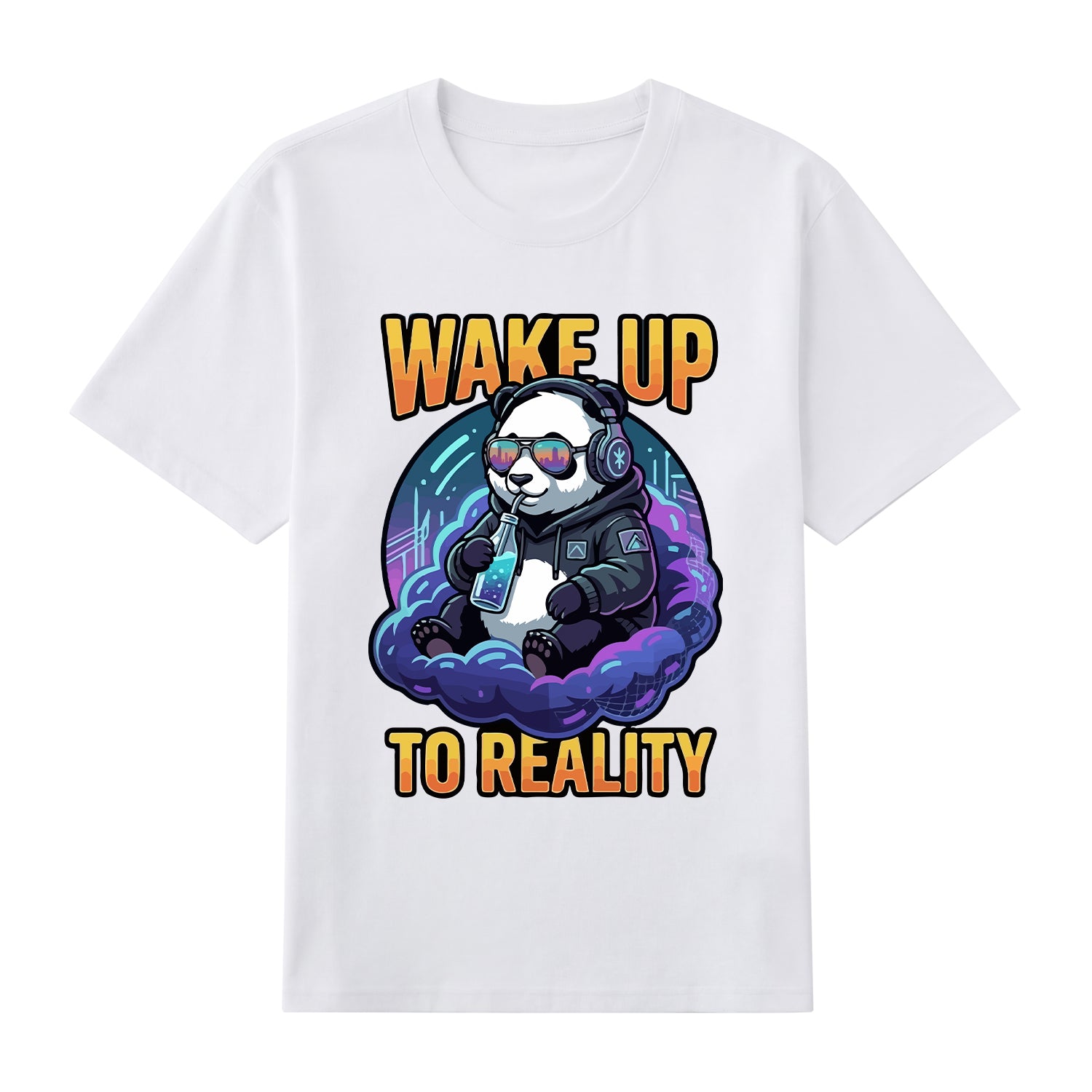 Detail view of white t恤 featuring Wake up to reality Staple Tee