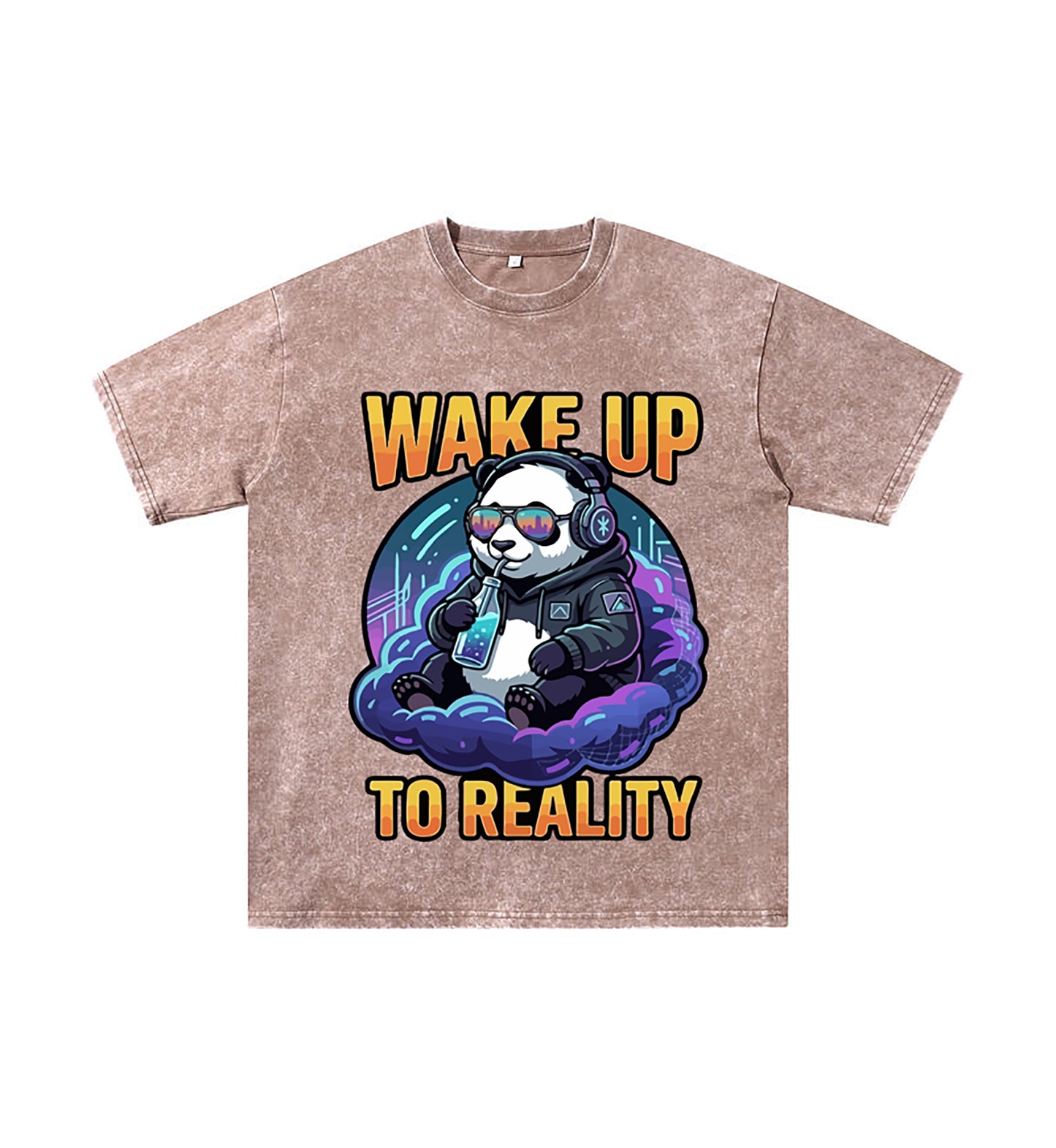 Detail view of brown t恤 featuring Wake up to reality Vintage Tee