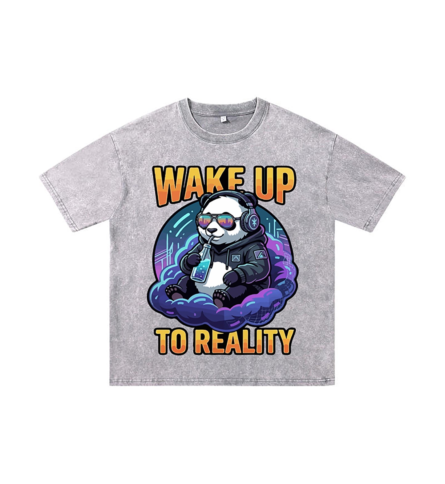 Detail view of gray t恤 featuring Wake up to reality Vintage Tee