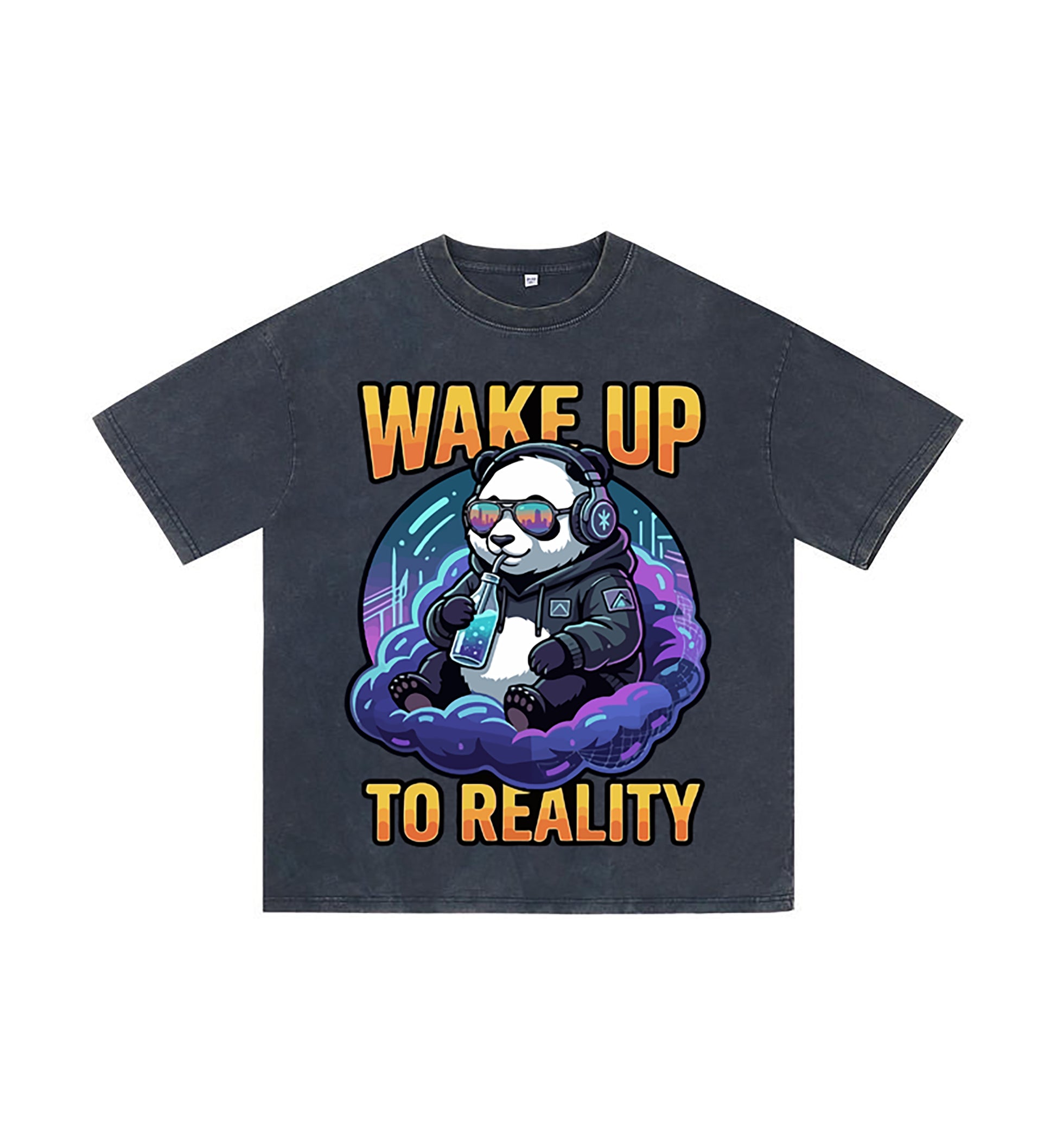 Detail view of blue t恤 featuring Wake up to reality Vintage Tee