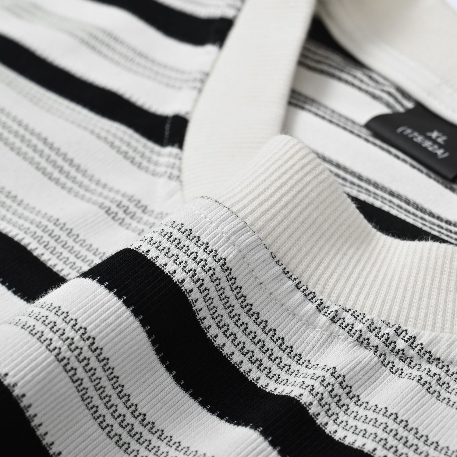 Yarn-Dyed Stripe T-Shirt 200GSM | Relaxed Drop-Shoulder | Grey-Black Tee ChromaBrite Clothing - 展示12