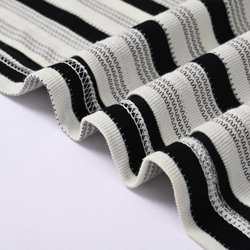 Yarn-Dyed Stripe T-Shirt 200GSM | Relaxed Drop-Shoulder | Grey-Black Tee ChromaBrite Clothing - 展示5
